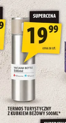 Termos turystyczny z kubkiem beżowy 500 ml promocja w Arhelan