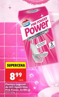 Pieniący proszek do WC Agent Max Pink Power promocja w Biedronka