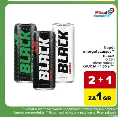 Napój energetyzujący Black Zero Sugar promocja w Carrefour Express