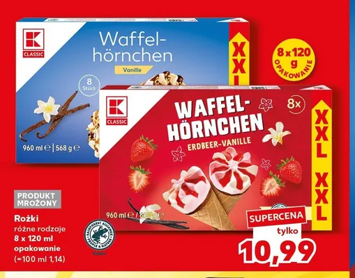 Rożki K-Classic Vanille 8-pak 120ml promocja w Kaufland