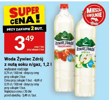 Woda Żywiec Zdrój z nutą soku truskawki niegazowana promocja w Twój Market