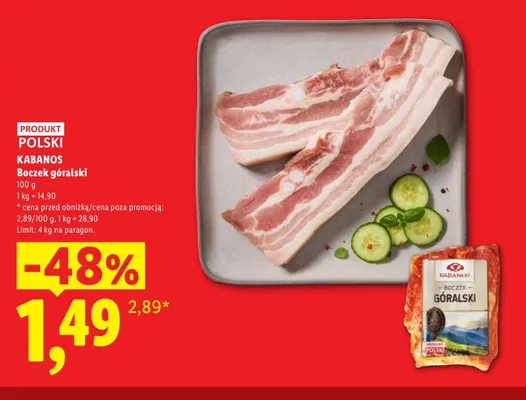Boczek góralski Kabanos promocja w Lidl