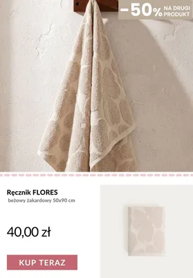 Ręcznik Flores beżowy żakardowy 50x90 cm promocja w Homla
