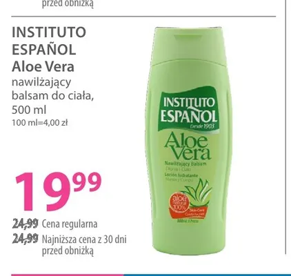 Nawilżający balsam do ciała Aloe Vera Instituto Español promocja w Hebe