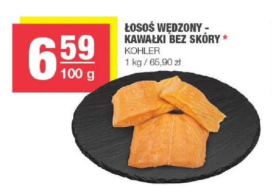 Łosoś wędzony kawałki bez skóry Kohler promocja w SPAR