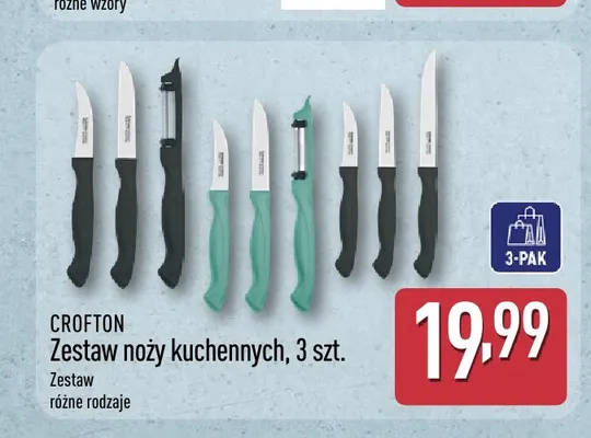 Zestaw noży kuchennych Crofton 3-pak promocja w Aldi
