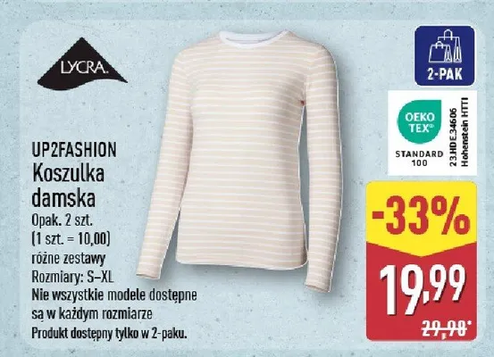 Koszulka damska UP2FASHION 2-pak promocja w Aldi