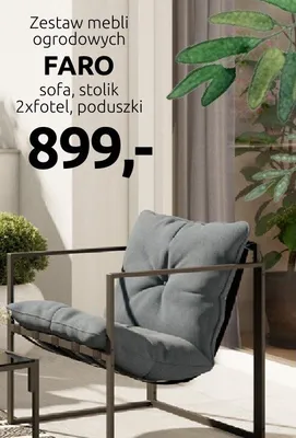 Zestaw mebli ogrodowych Faro sofa stolik 2xfotel poduszki promocja w Black Red White
