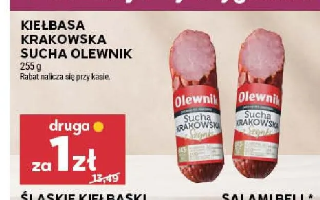 Kiełbasa krakowska sucha ze schabu Olewnik promocja w Stokrotka