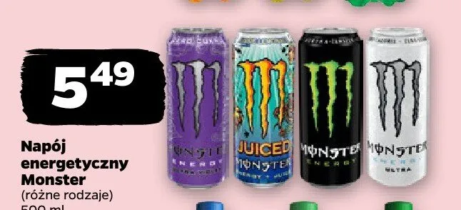 Napój energetyczny różne rodzaje promocja w Netto