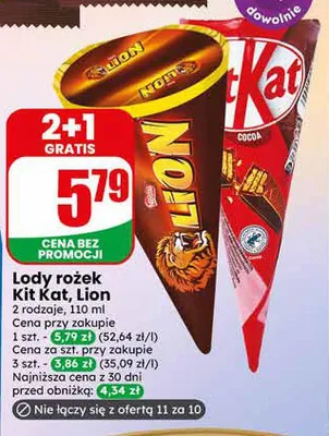 Lody rożek Lion promocja w Dino