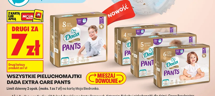 Pieluchomajtki Dada Extra Care Pants promocja w Biedronka