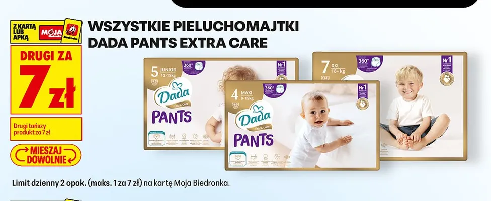 Pieluchomajtki Dada Pants Extra Care 4 Maxi promocja w Biedronka