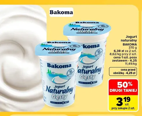 Jogurt naturalny Bakoma promocja w Carrefour
