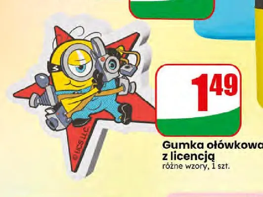 Gumka ołówkowa z licencją Minionki promocja w Dino