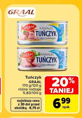 Tuńczyk kawałki w sosie własnym Graal promocja w Carrefour