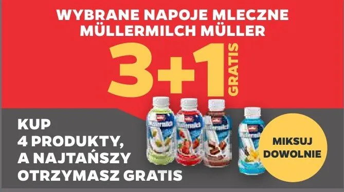 Napoje mleczne Müllermilch Müller promocja w Netto