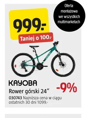 Rower górski Kayoba promocja w Jula