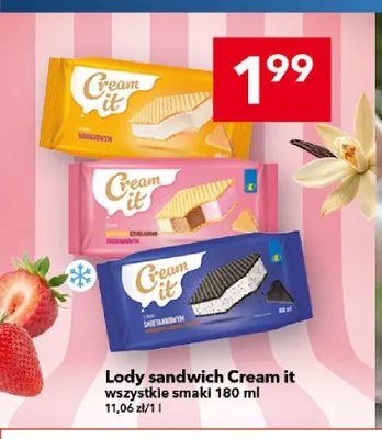 Lody sandwich Cream it truskawkowy promocja w LEWIATAN