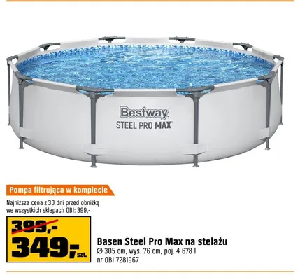 Basen Steel Pro Max na stelażu 305cm wys. 76cm promocja w OBI