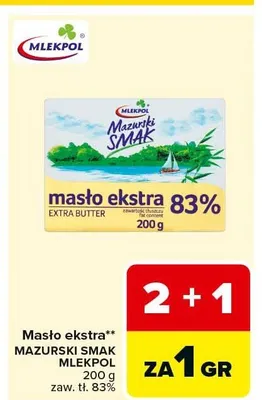 Masło ekstra Mazurski Smak promocja w Carrefour