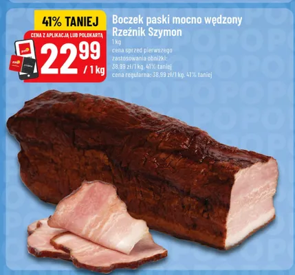 Boczek paski mocno wędzony Rzeźnik Szymon promocja w POLOmarket