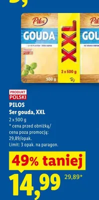 Ser gouda XXL Pilos 2-pak 500g promocja w Lidl
