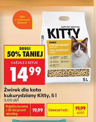 Żwirek dla kota kukurydziany Kitty promocja w Biedronka