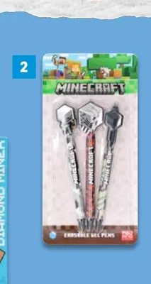 Zestaw 3 długopisów zmazywalnych Minecraft promocja w Lidl