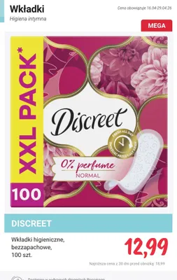 Wkładki higieniczne bezzapachowe promocja w Rossmann