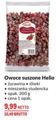Owoce suszone Helio żurawina śliwki mieszanka studencka promocja w Makro