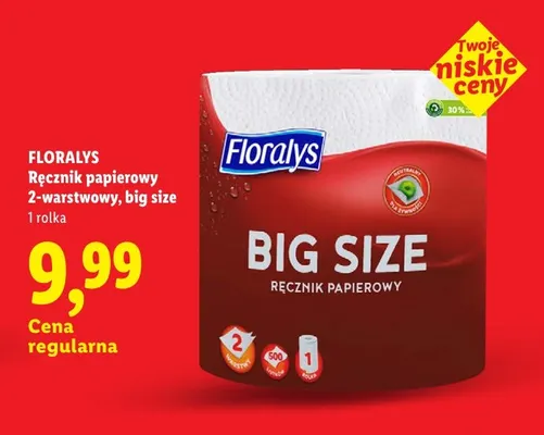 Ręcznik papierowy Floralys 2-warstwowy big size promocja w Lidl