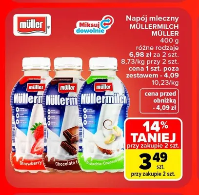 Napój mleczny Müllermilch czekoladowy promocja w Carrefour