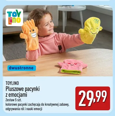 Pluszowe pacynki z emocjami Toylino promocja w Aldi