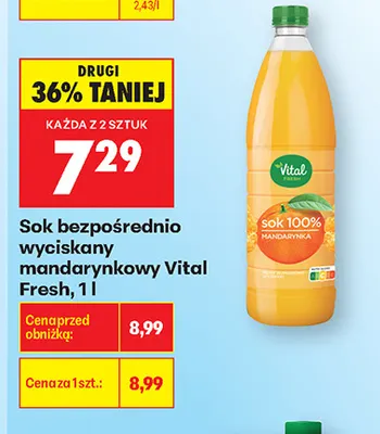 Sok bezpośrednio wyciskany mandarynkowy Vital Fresh promocja w Biedronka