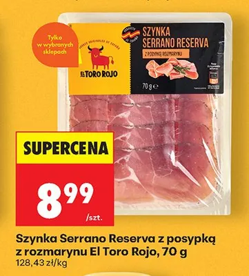 Szynka Serrano Reserva z posypką z rozmarynu El Toro Rojo promocja w Biedronka