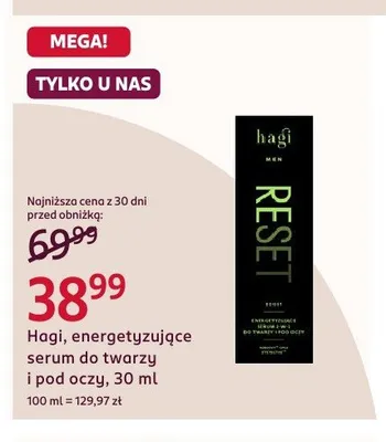 Energetyzujące serum do twarzy i pod oczy Hagi 30ml promocja w Rossmann