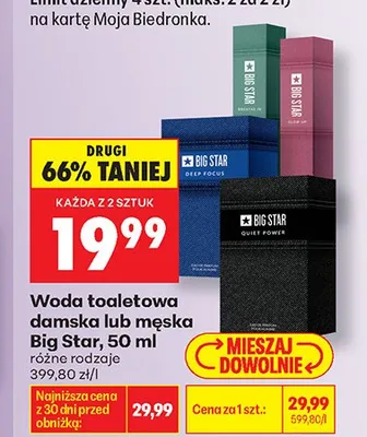 Woda toaletowa damska Big Star promocja w Biedronka