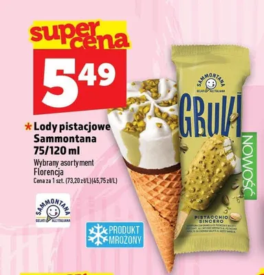 Lody rożek pistacjowy Sammontana promocja w TOPAZ