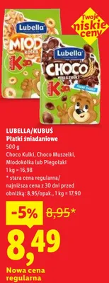 Płatki śniadaniowe Piegotaki LUBELLA/KUBUŚ promocja w Lidl