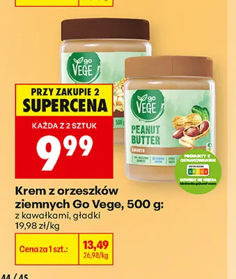 Krem z orzeszków ziemnych z kawałkami Go Vege 500 g promocja w Biedronka