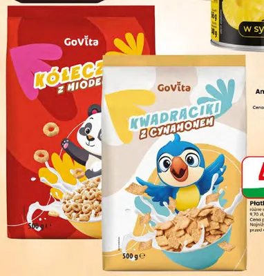 Płatki śniadaniowe kwadraciki z cynamonem GoVita promocja w Dino