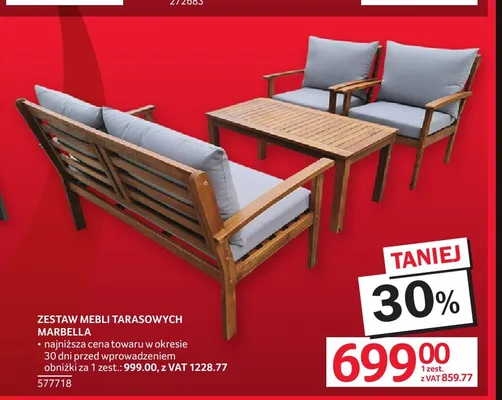 Zestaw mebli tarasowych Marbella promocja w Selgros