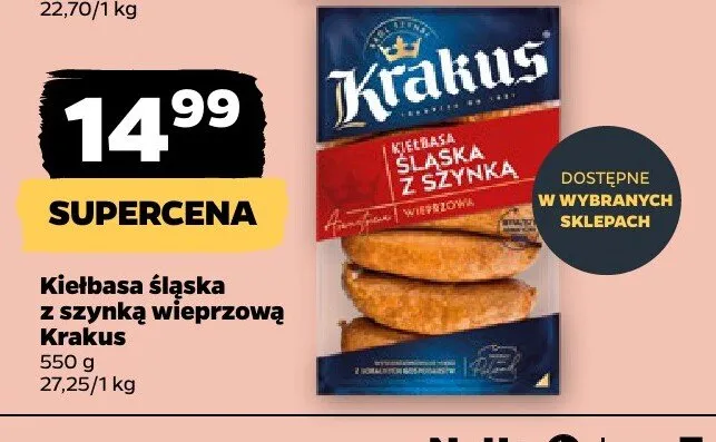 Kiełbasa śląska z szynką wieprzową promocja w Netto