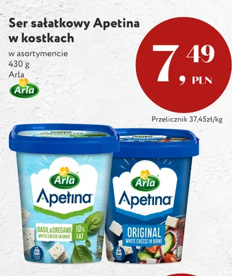 Ser sałatkowy Arla Apetina Basil & Oregano w kostkach promocja w Market Point