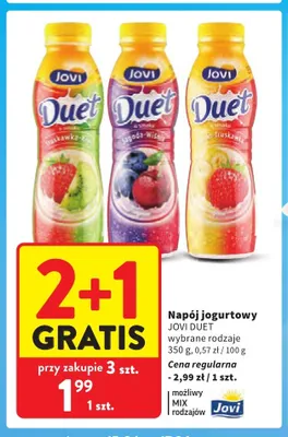 Napój jogurtowy Jovi Duet truskawka-kiwi promocja w Intermarche