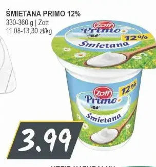 Śmietana Primo Zott 12% promocja w Słoneczko