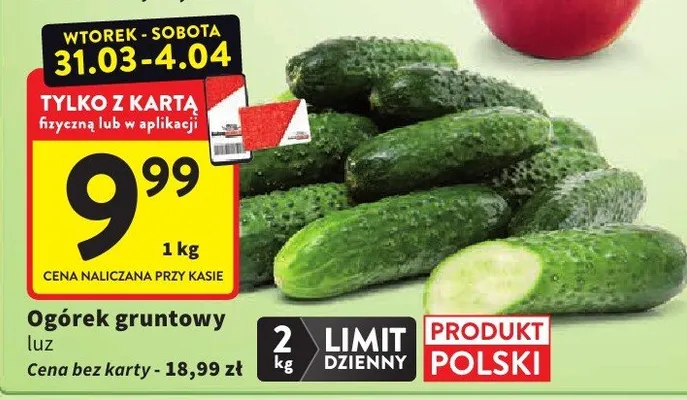 Ogórek gruntowy luz promocja w Intermarche