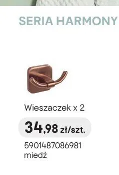 Wieszaczek Harmony miedź promocja w Castorama