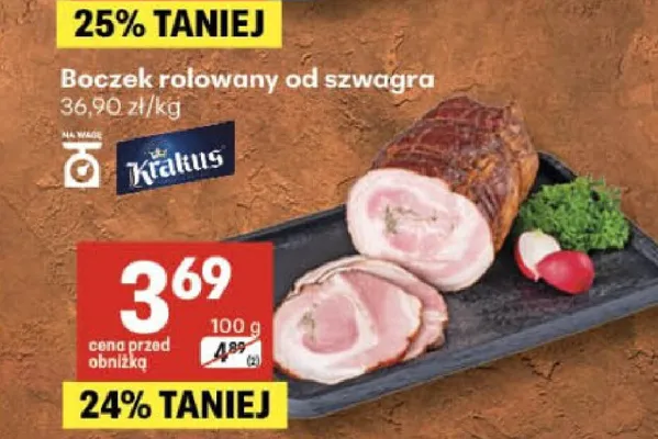 Boczek rolowany od szwagra Krakus promocja w Delikatesy Centrum